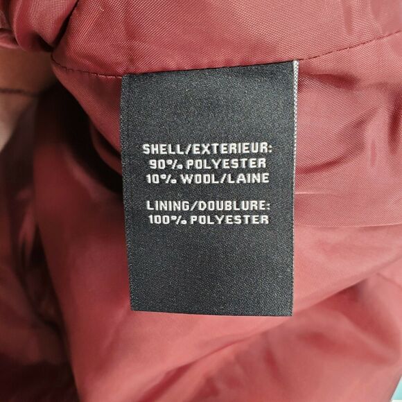 New 7 For All Mankind Double Breasted Pea Coat Pink Plaid Wool Blend Size Medium - Picture 4 of 4